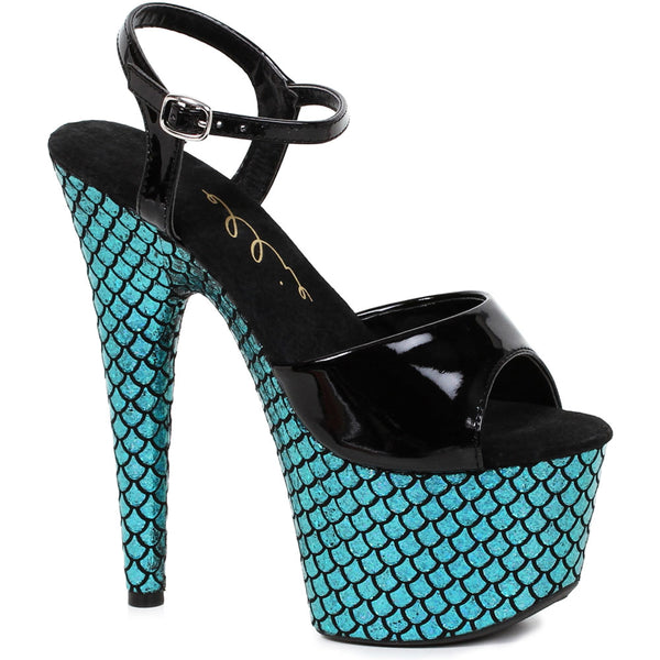 7" STILETTO W/ PLATFORM Ellie  709/MARINA/TURQ
