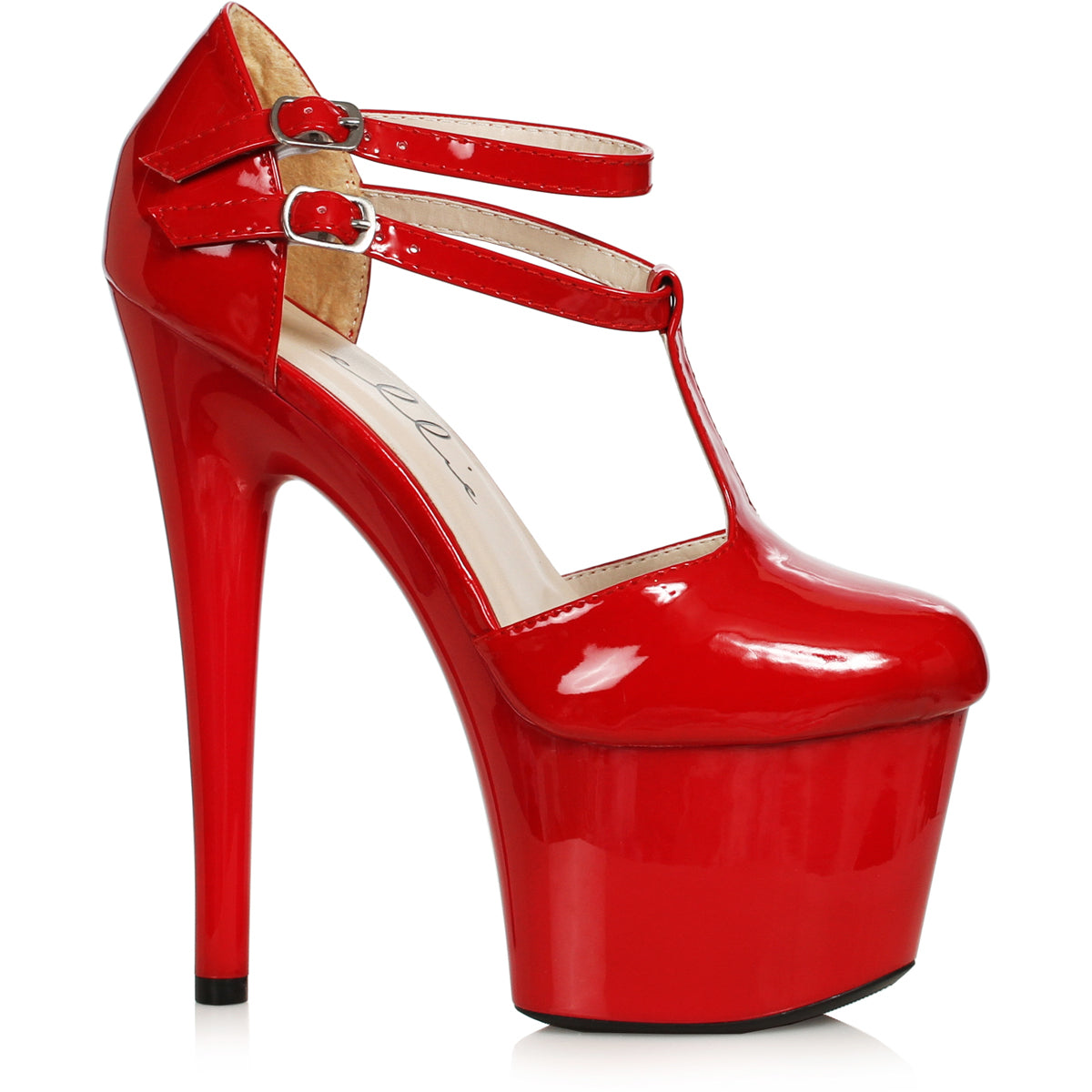 Ellie 7-Inch Heel Closed Toe Platform T-Strap High Heel Shoes Secondary image