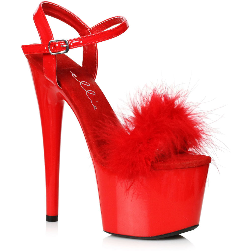 Ellie 7" High Heel Platform Sandal with Marabou Trim for Women Secondary image
