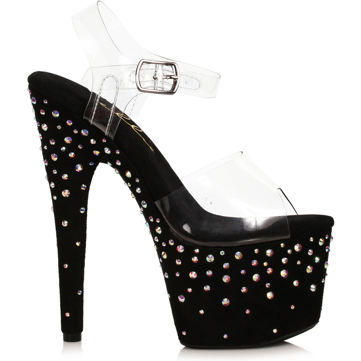 7" Heel Stiletto With Rhinestone On Microfiber Ellie  709/ZEAL