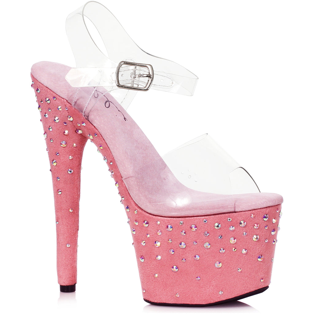 7" Heel Stiletto With Rhinestone On Microfiber Ellie  709/ZEAL