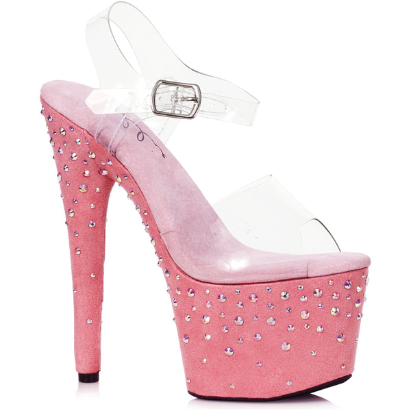 7" Heel Stiletto With Rhinestone On Microfiber Ellie  709/ZEAL