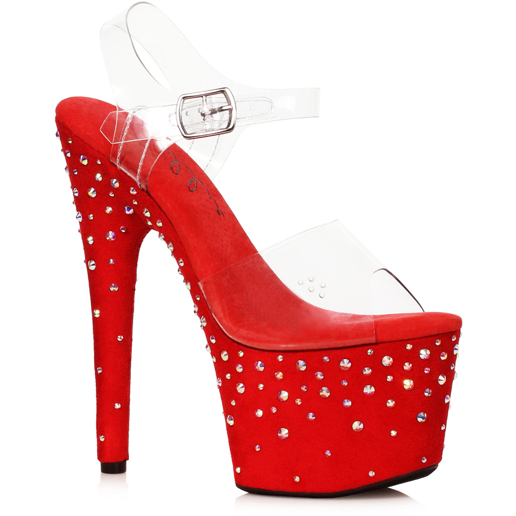 7" Heel Stiletto With Rhinestone On Microfiber Ellie  709/ZEAL
