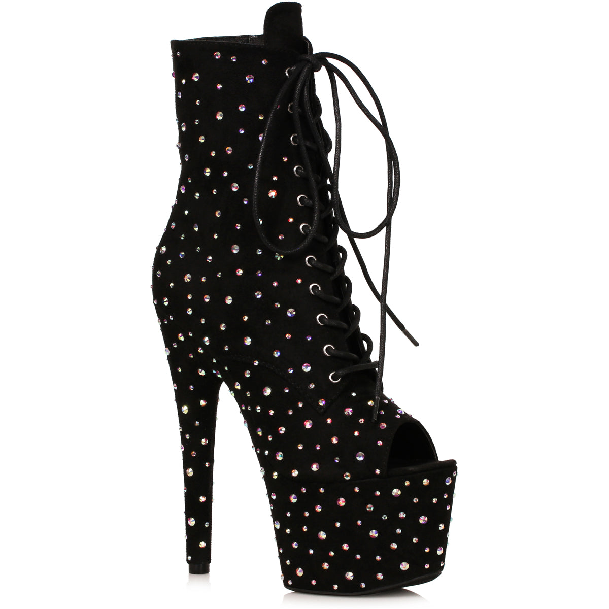 7" Heel Open Toe Microfiber Boot With Rhinestones Ellie  709/ZESTFUL Main image