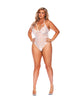 Lace Slip On Crotchless Teddy With Strappy Front Detail, Adjustable Straps And Side Clip Closure. Elegant Moments  77182X