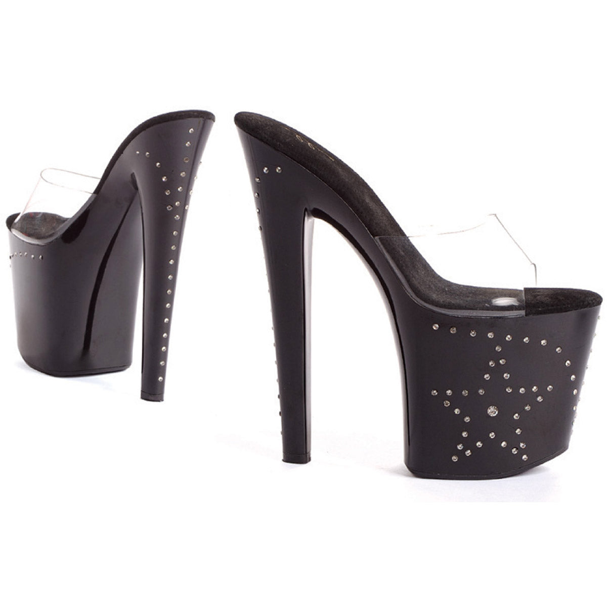 Star Rhinestone Platform Clear Mules Ellie  821/STAR
