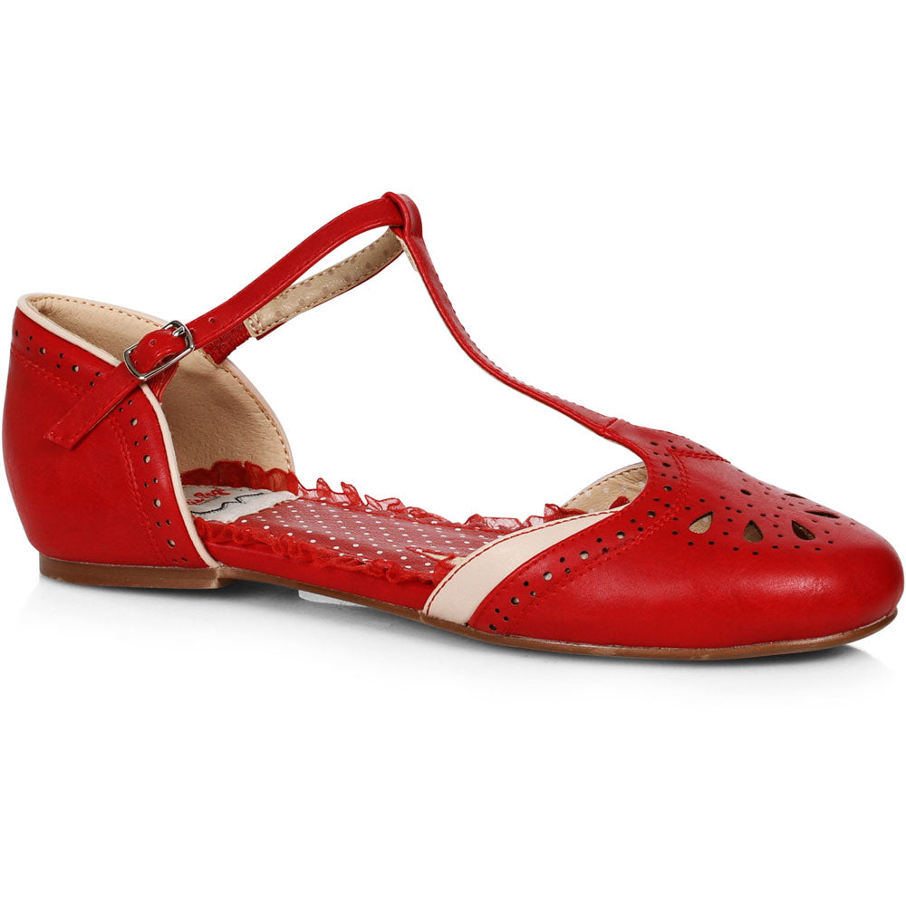 1 T-strap Flat Shoe With Cutout Decor Ellie  BP100/NANCY