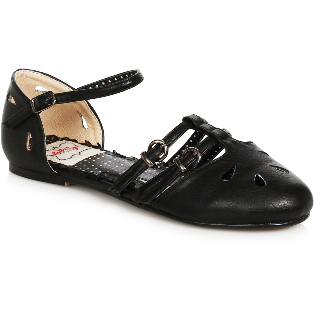 Closed Toe Flat With Cutout Dã©Cor & Buckle Closure Ellie Bettie Page BP100-POLLY Main image