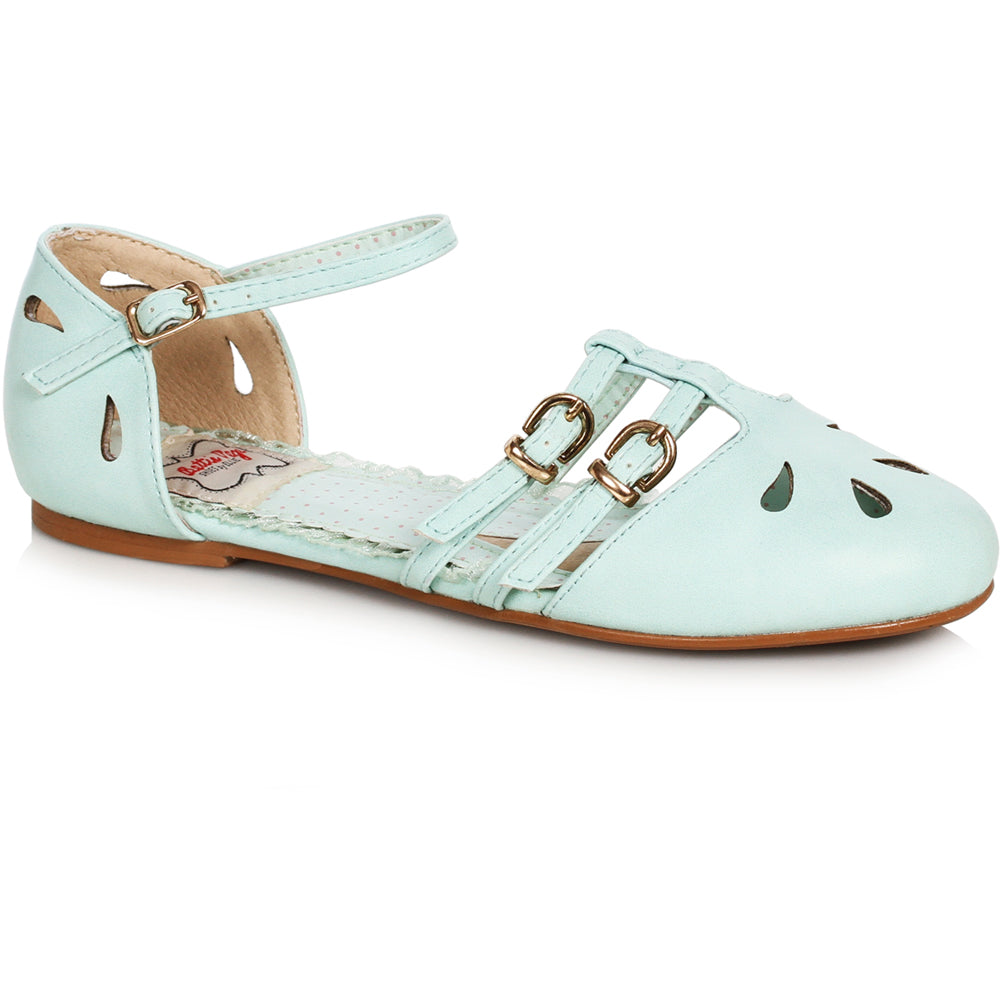 Bettie Page Women's Closed Toe Flat Shoes with Cutout Decor & Buckle Closure Secondary image