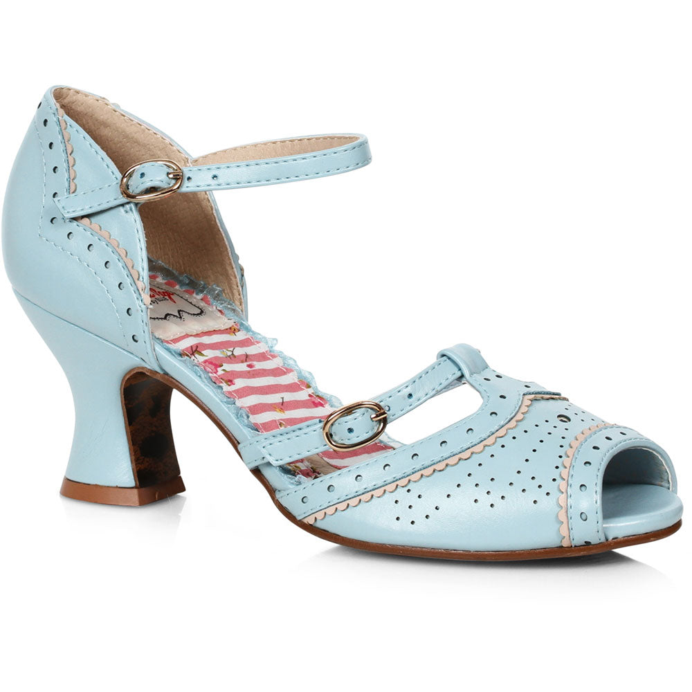 2.5 Two Toned T-strap Peep Toe Shoe Secondary image