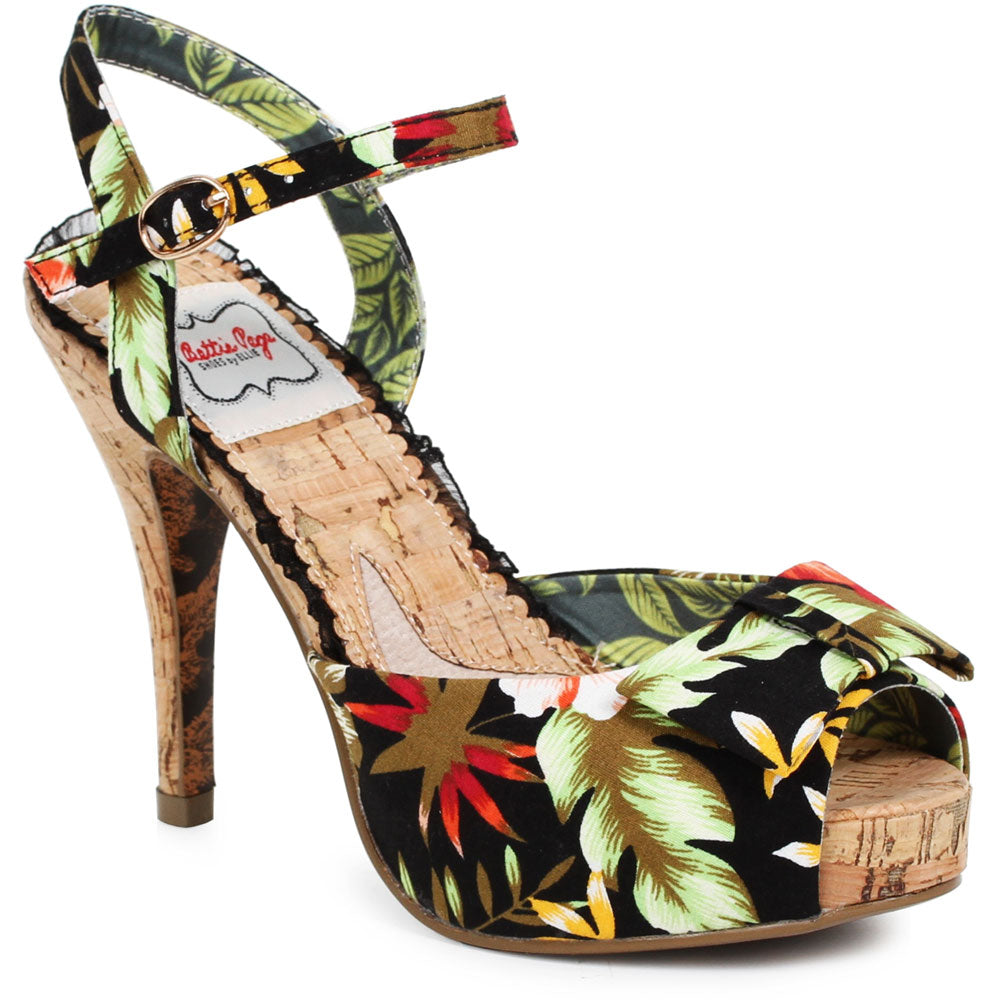 4" Floral Cork Pump Ellie  BP412/LENI/BLK Main image