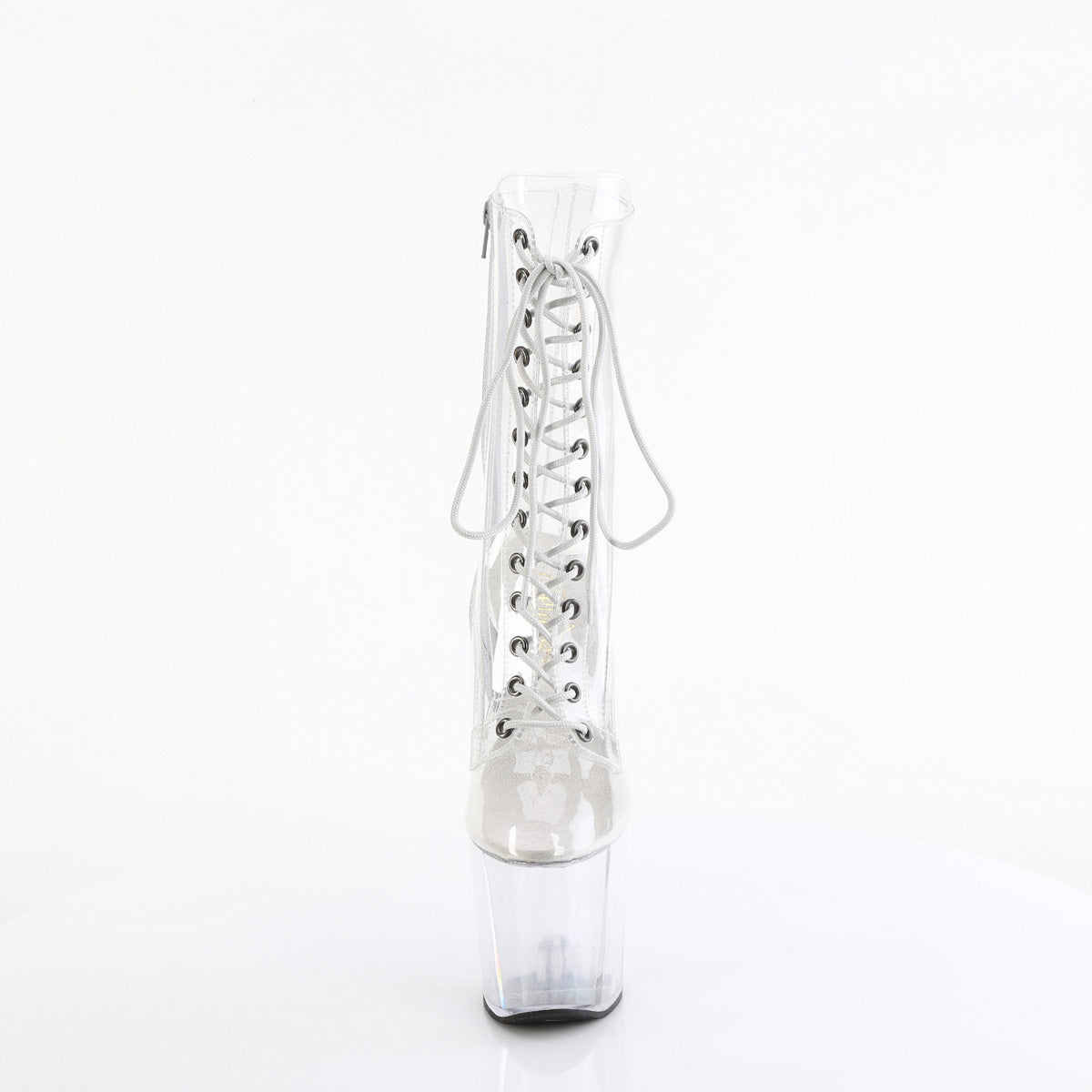 Pleaser Craze-1040C 8" Heelless Clear Lace-Up Front Ankle Boot with 3" Platform Secondary image