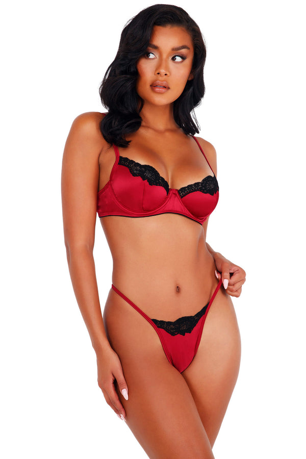 2Pc Lace & Satin Underwire Bra Set Roma  LI394