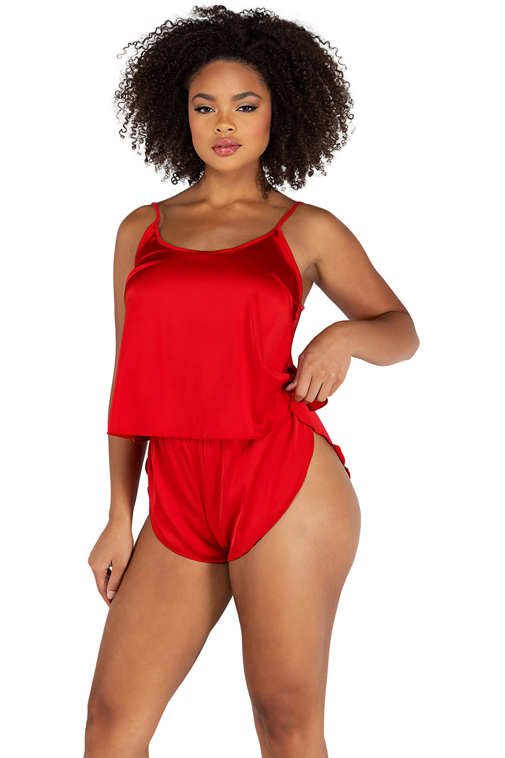 2Pc Soft Satin Tulip Short Set Roma  LI505