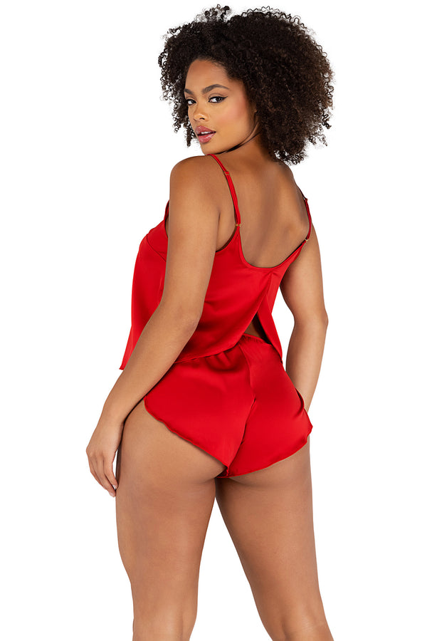 2Pc Soft Satin Tulip Short Set Roma  LI505
