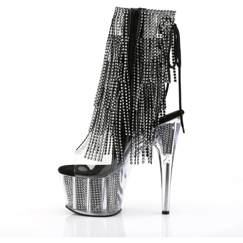 7" Heel, 2 3/4" Pf Lace-Up Back Ankle Boot, Side Zip Pleaser Pleaser ADORE/1017SRS