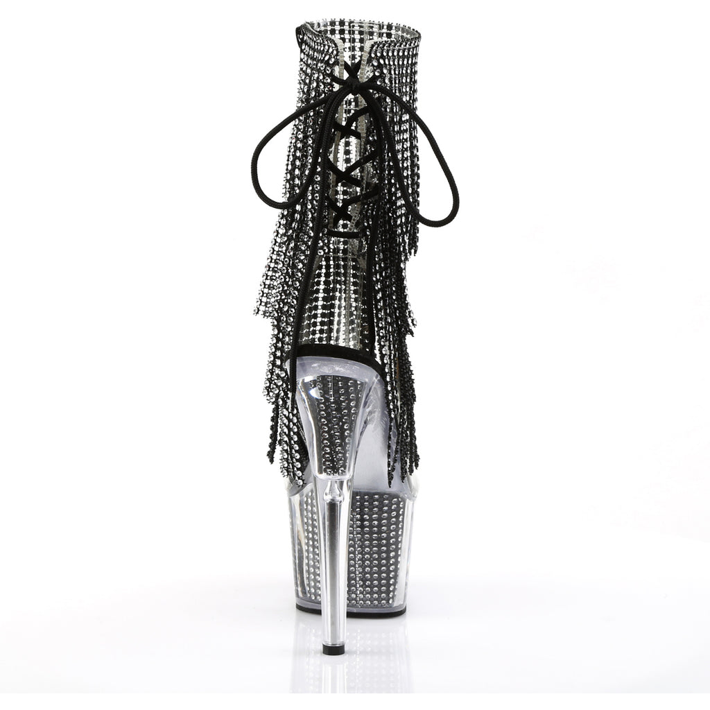 7" Heel, 2 3/4" Pf Lace-Up Back Ankle Boot, Side Zip Pleaser Pleaser ADORE/1017SRS