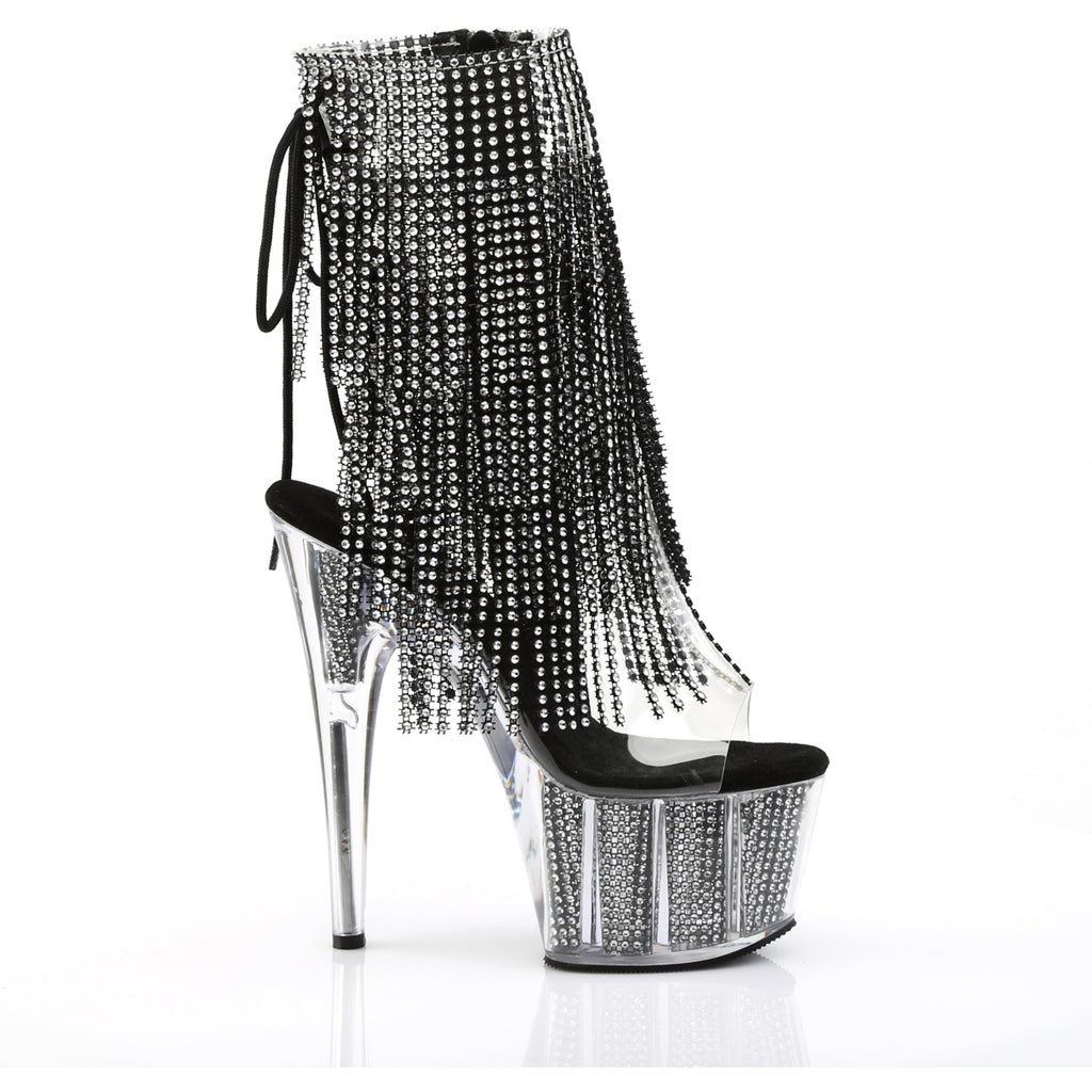 7" Heel, 2 3/4" Pf Lace-Up Back Ankle Boot, Side Zip Pleaser Pleaser ADORE/1017SRS