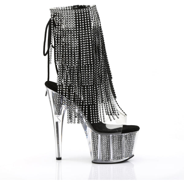 7" Heel, 2 3/4" Pf Lace-Up Back Ankle Boot, Side Zip Pleaser Pleaser ADORE/1017SRS