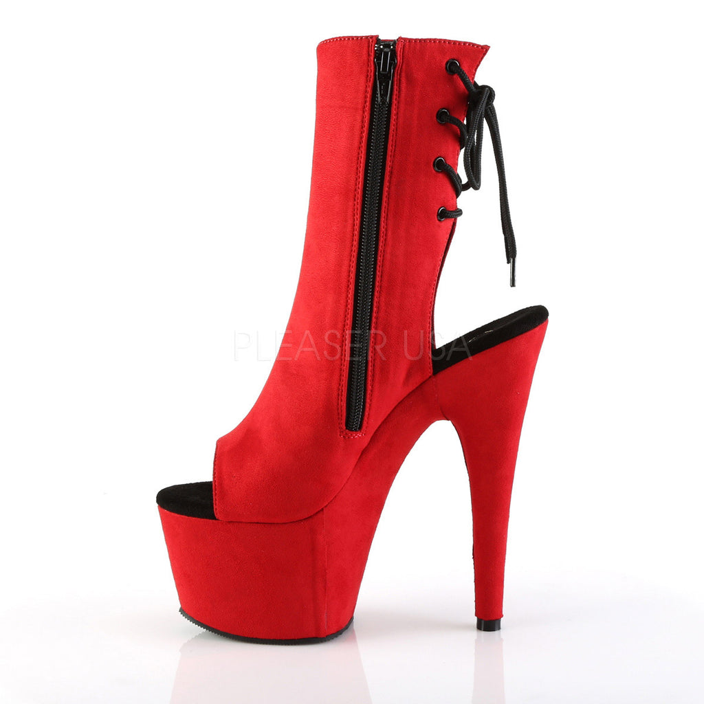 7" Heel, 2 3/4" PF Open Toe/Heel Ankle Boot, Side Zip Pleaser Pleaser ADORE/1018FS