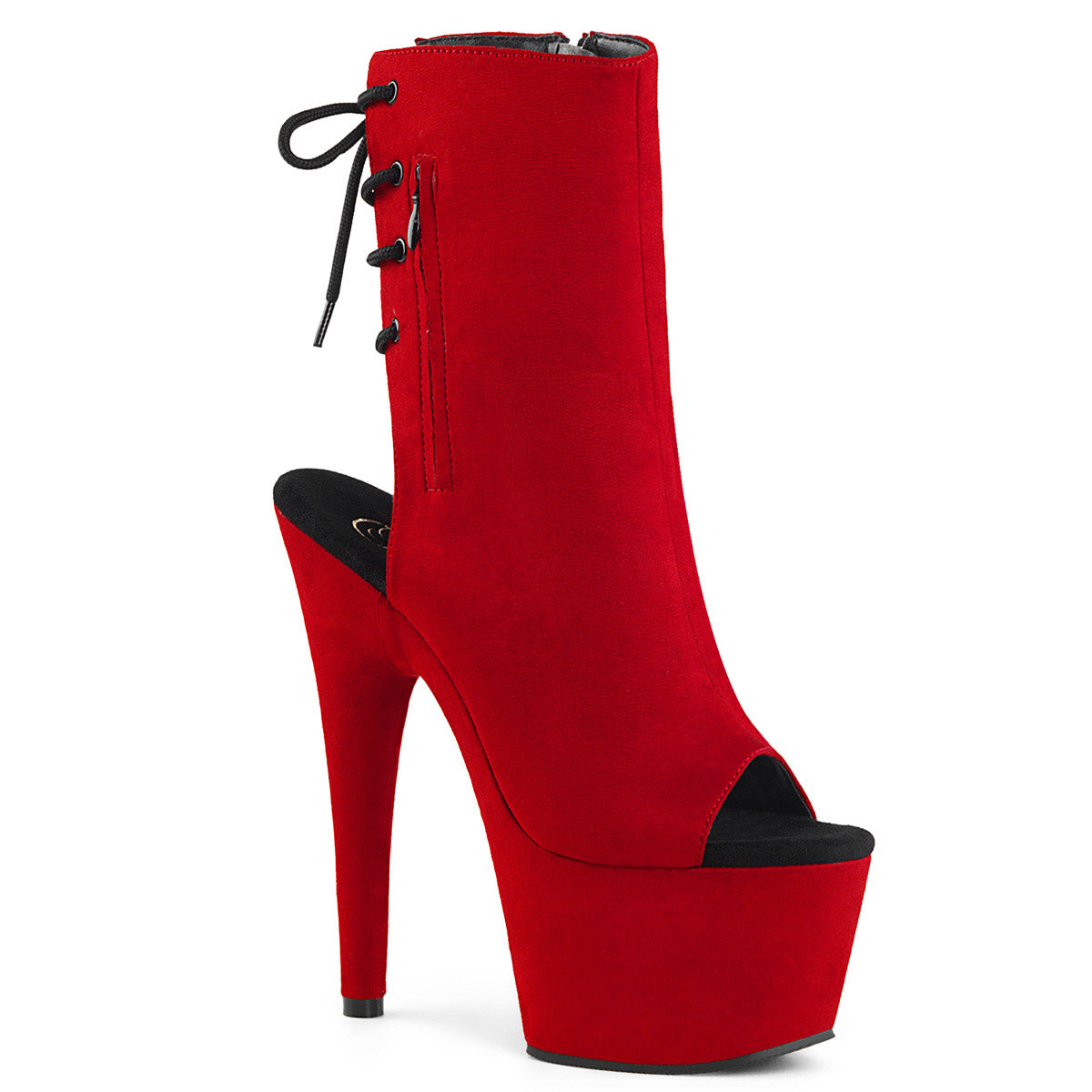 7" Heel, 2 3/4" PF Open Toe/Heel Ankle Boot, Side Zip Pleaser Pleaser ADORE/1018FS