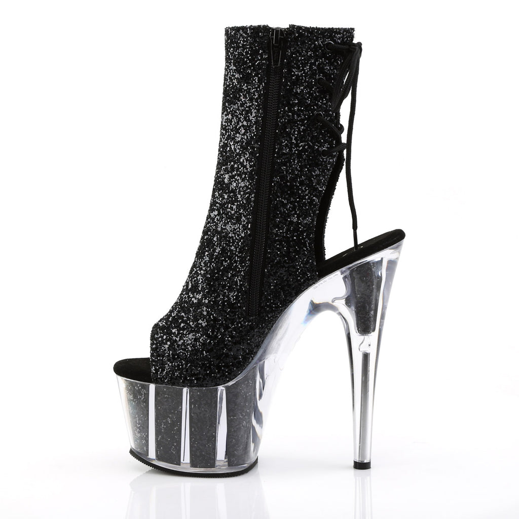 7" Heel, 2 3/4" PF Glitter Ankle Boot, Side Zip Pleaser Pleaser ADORE/1018G