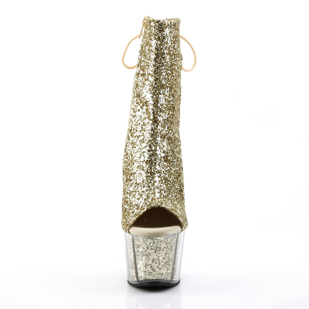 7" Heel, 2 3/4" PF Glitter Ankle Boot, Side Zip Pleaser Pleaser ADORE/1018G