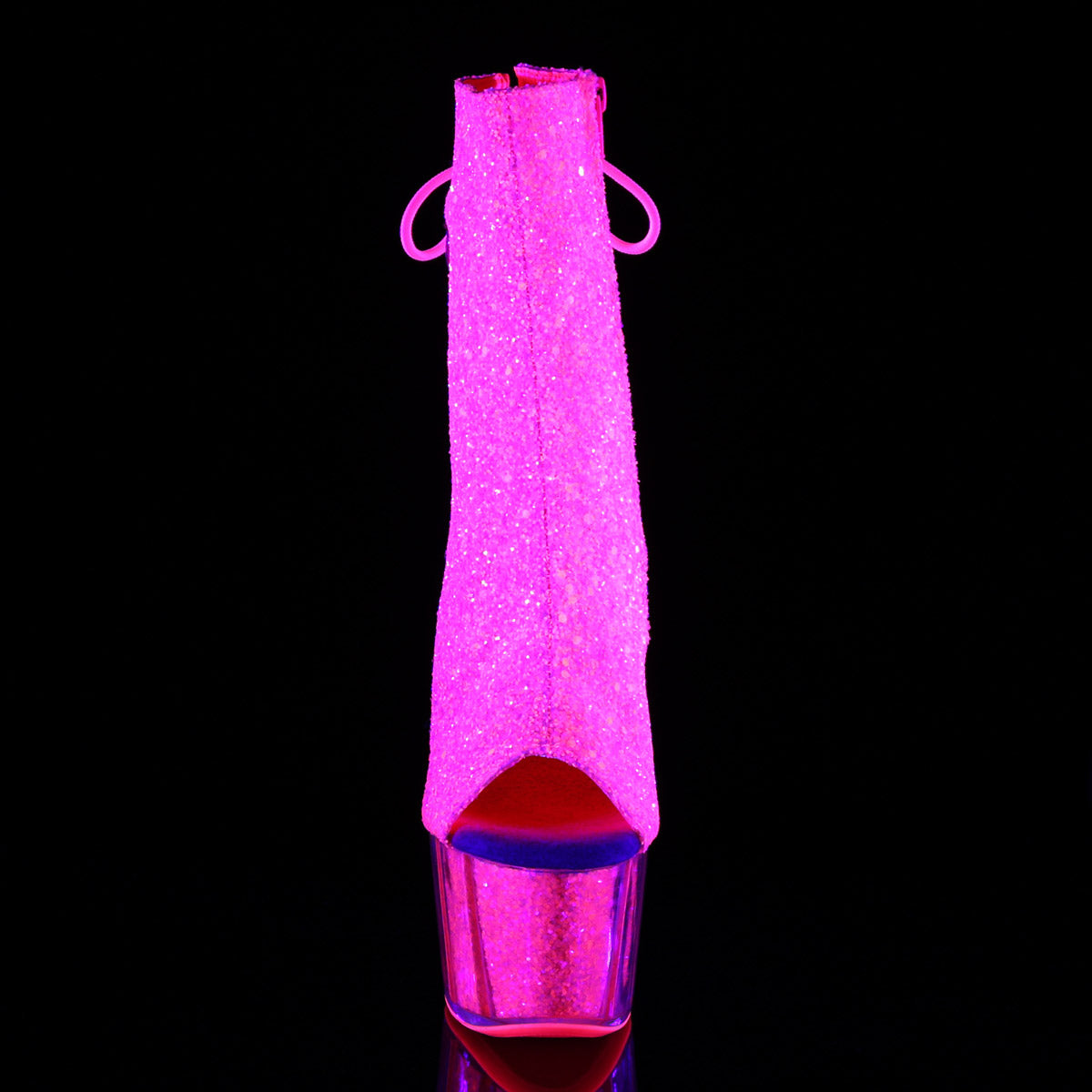 7" Heel, 2 3/4" PF Blacklight Reactive Ankle Boot Pleaser Pleaser ADORE/1018G