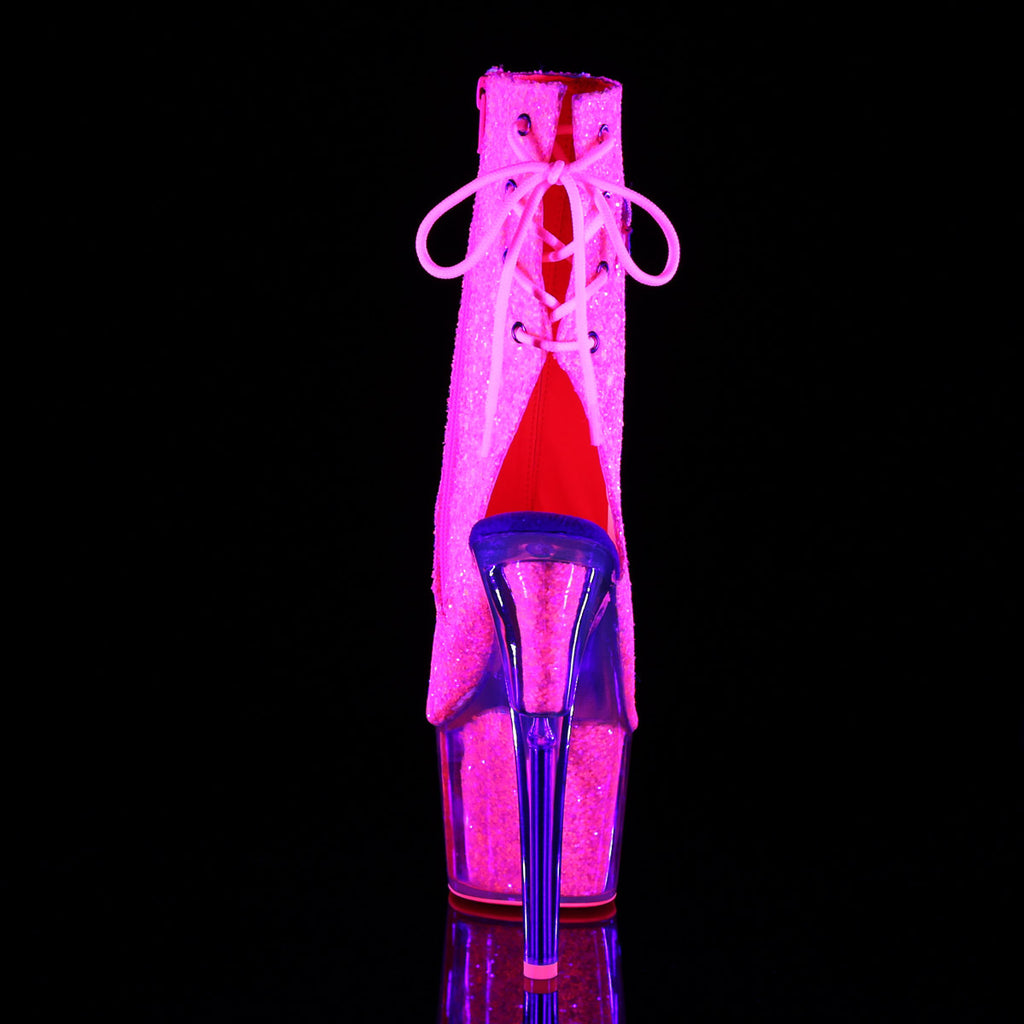 7" Heel, 2 3/4" PF Blacklight Reactive Ankle Boot Pleaser Pleaser ADORE/1018G