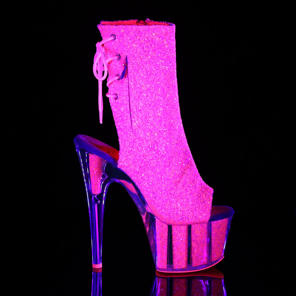 7" Heel, 2 3/4" PF Blacklight Reactive Ankle Boot Pleaser Pleaser ADORE/1018G