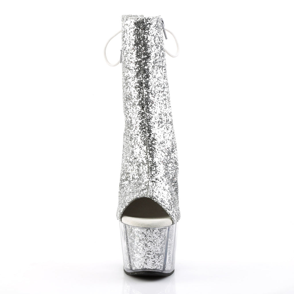 7" Heel, 2 3/4" PF Glitter Ankle Boot, Side Zip Pleaser Pleaser ADORE/1018G