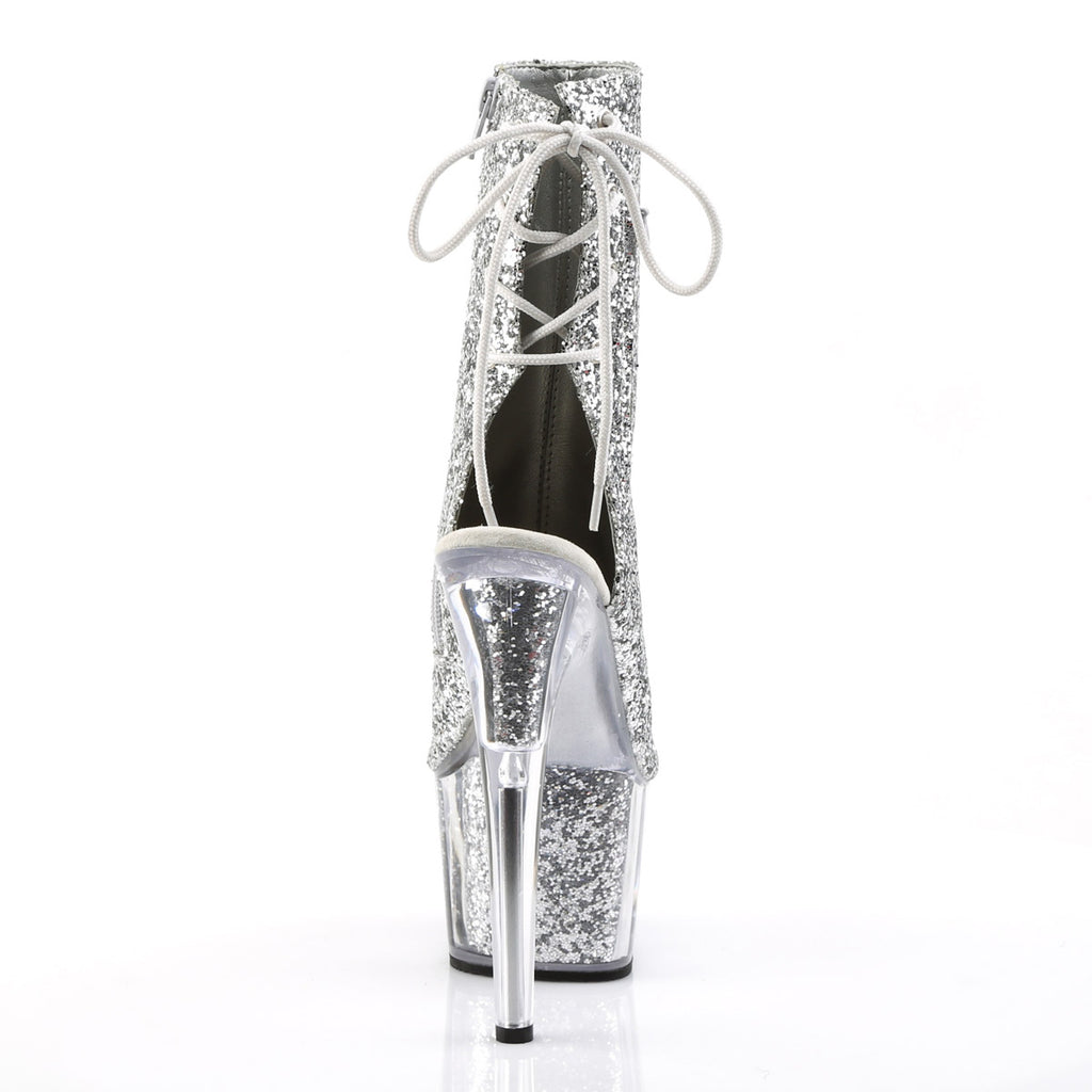7" Heel, 2 3/4" PF Glitter Ankle Boot, Side Zip Pleaser Pleaser ADORE/1018G
