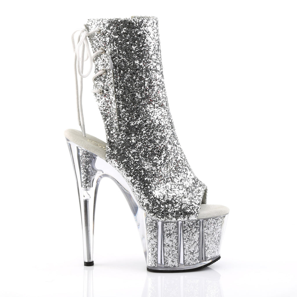 7" Heel, 2 3/4" PF Glitter Ankle Boot, Side Zip Pleaser Pleaser ADORE/1018G