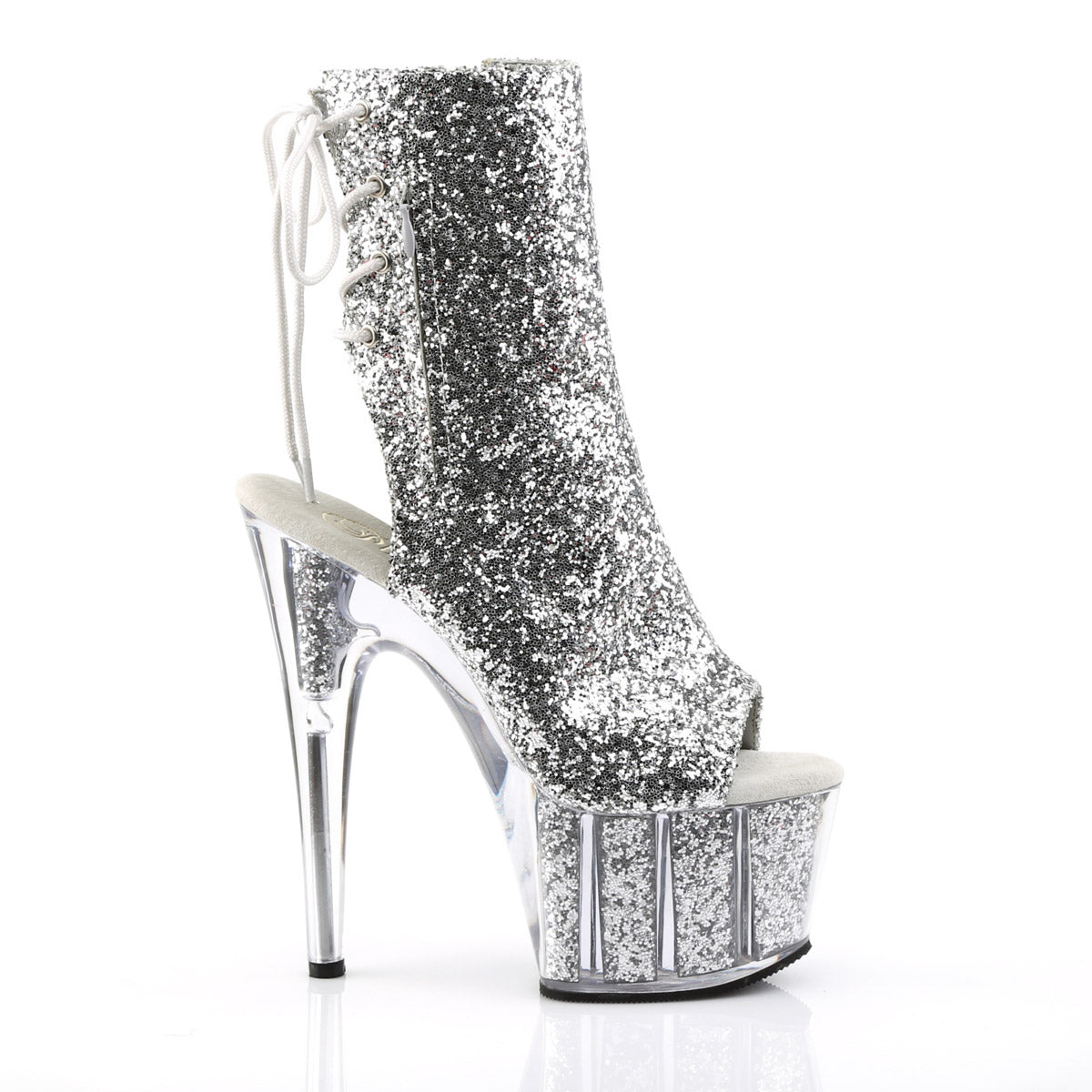 7" Heel, 2 3/4" PF Glitter Ankle Boot, Side Zip Pleaser Pleaser ADORE/1018G