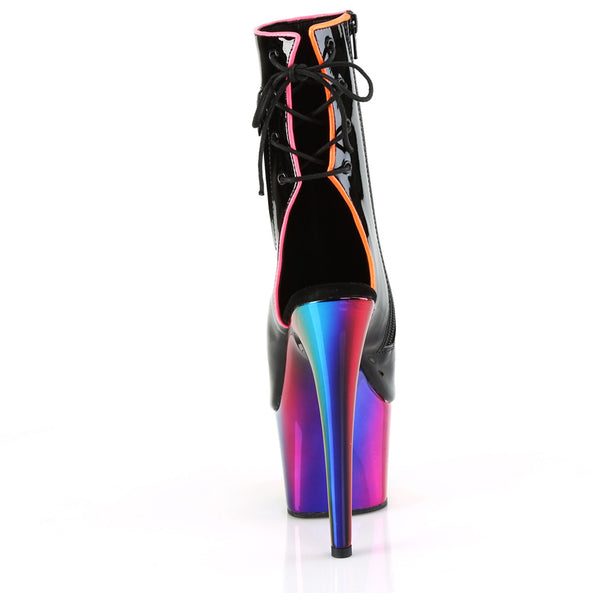 7" Heel, 2 3/4" Pf Open Toe/Back Ankle Boot, Side Zip Pleaser Pleaser ADORE/1018RC/02