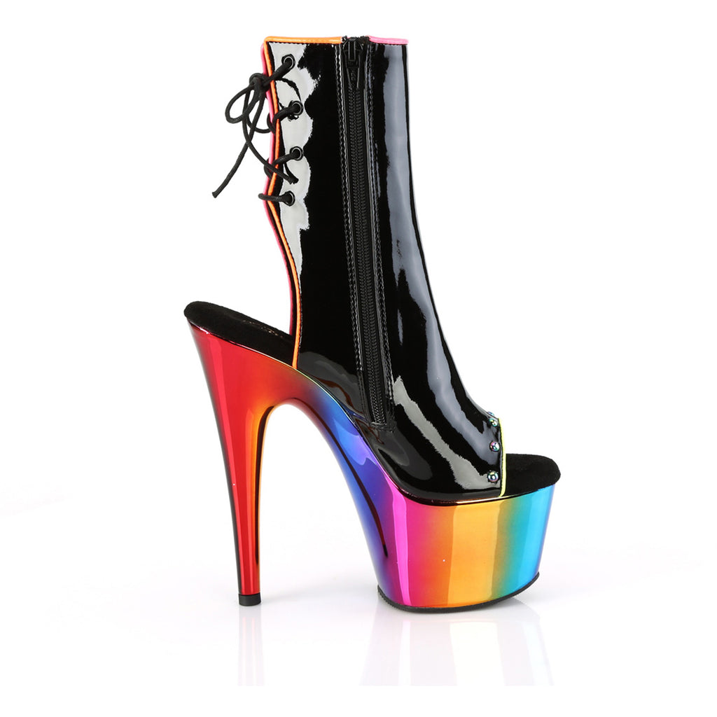 7" Heel, 2 3/4" Pf Open Toe/Back Ankle Boot, Side Zip Pleaser Pleaser ADORE/1018RC/02