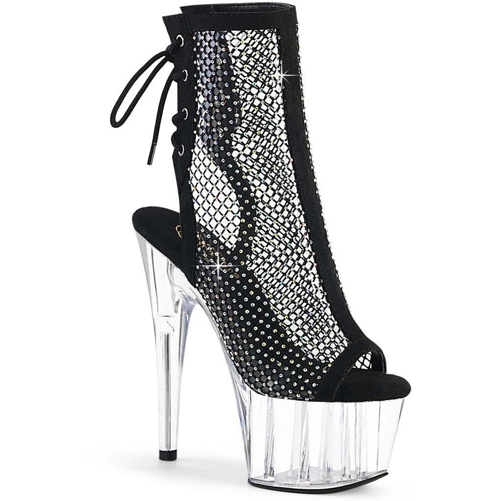 7" Heel, 2 3/4" Pf Open Toe/Heel Ankle Boot Pleaser Pleaser ADORE/1018RM