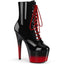 7" Heel, 2 3/4" Pf Two Tone Lace-Up Ankle Boot, Side Zip Pleaser Pleaser ADORE/1020BR/H