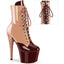7" Heel, 2 3/4" Pf Two Tone Lace-Up Ankle Boot, Side Zip Pleaser Pleaser ADORE/1020DC