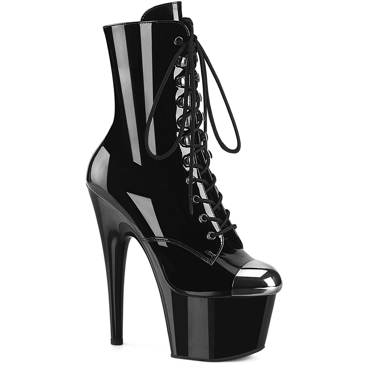 7" Heel, 2 3/4" Pf External Steel Cap Ankle Boot, Side Zip Pleaser Pleaser ADORE/1020ESC