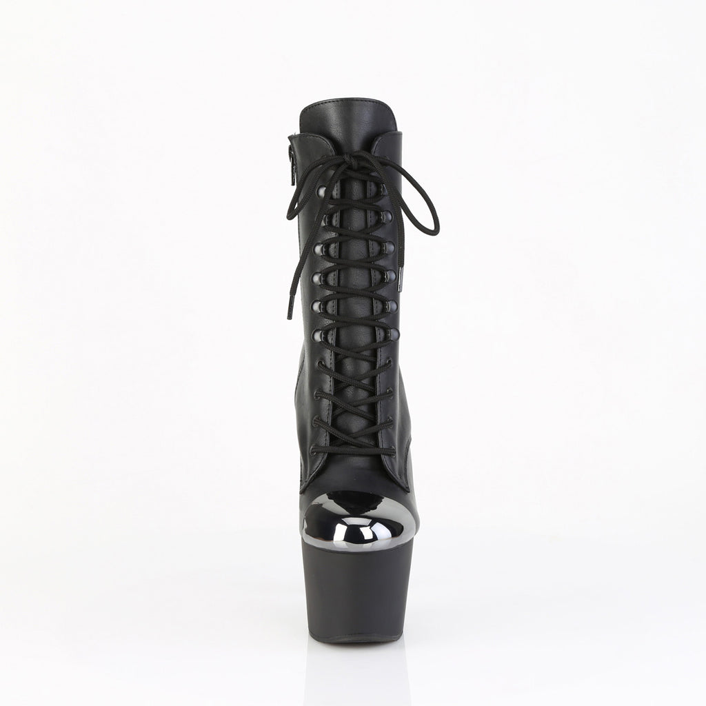 7" Heel, 2 3/4" Pf External Steel Cap Ankle Boot, Side Zip Pleaser Pleaser ADORE/1020ESC
