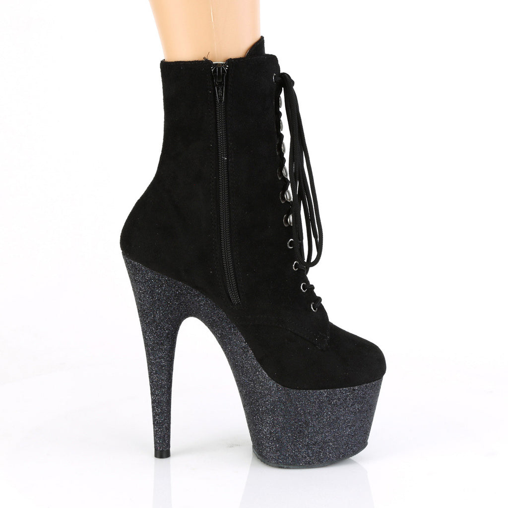 7" Heel, 2 3/4" Pf Lace-up Front Ankle Boot, Side Zip Pleaser Pleaser ADORE/1020FSMG