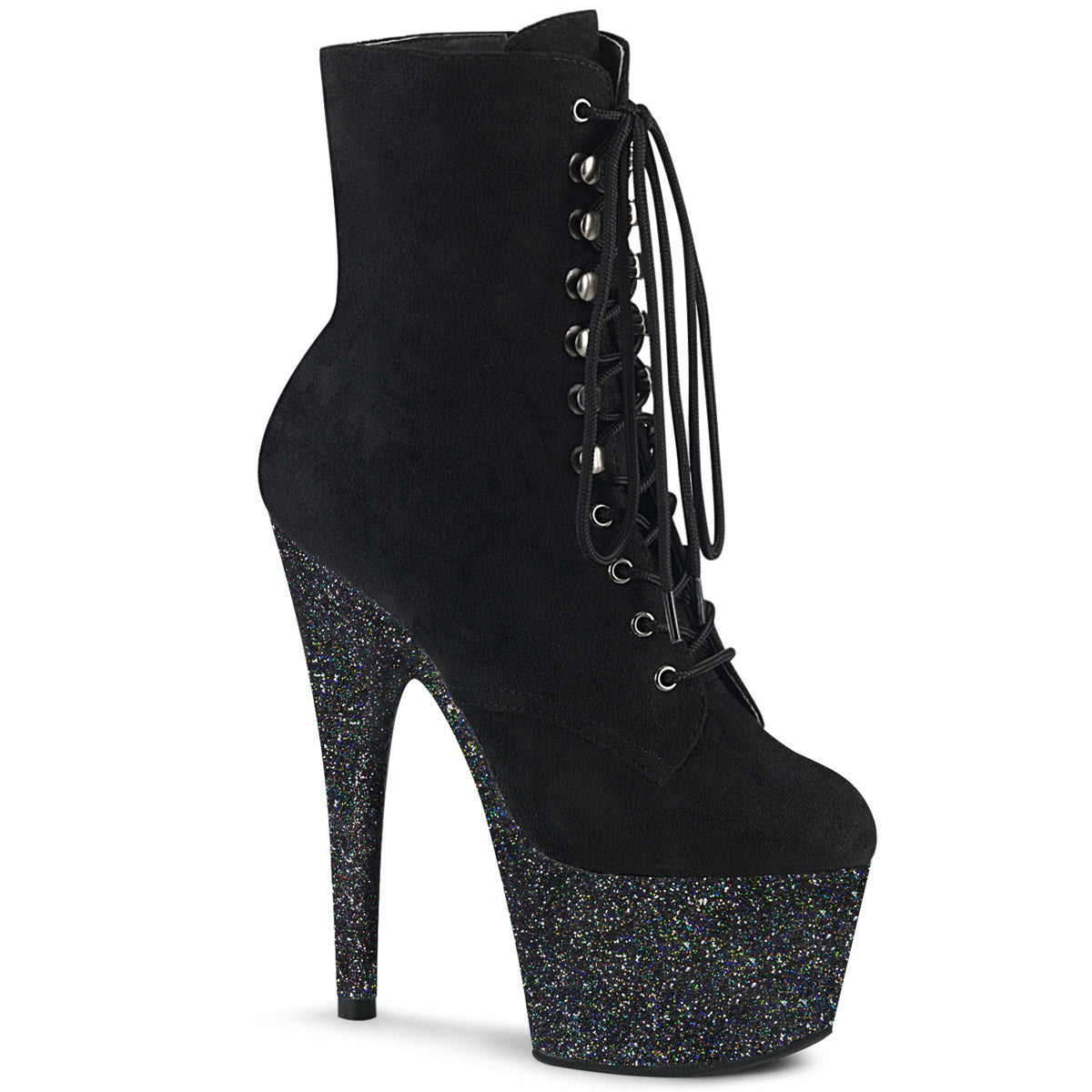 7" Heel, 2 3/4" Pf Lace-up Front Ankle Boot, Side Zip Pleaser Pleaser ADORE/1020FSMG Main image
