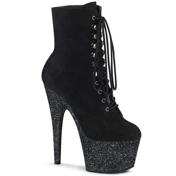 7" Heel, 2 3/4" Pf Lace-up Front Ankle Boot, Side Zip Pleaser Pleaser ADORE/1020FSMG