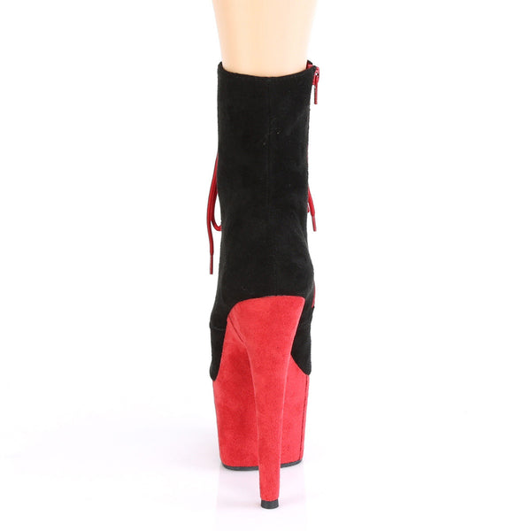 7" Heel, 2 3/4" Pf Two Tone Lace-up Ankle Boot, Side Zip Pleaser Pleaser ADORE/1020FSTT