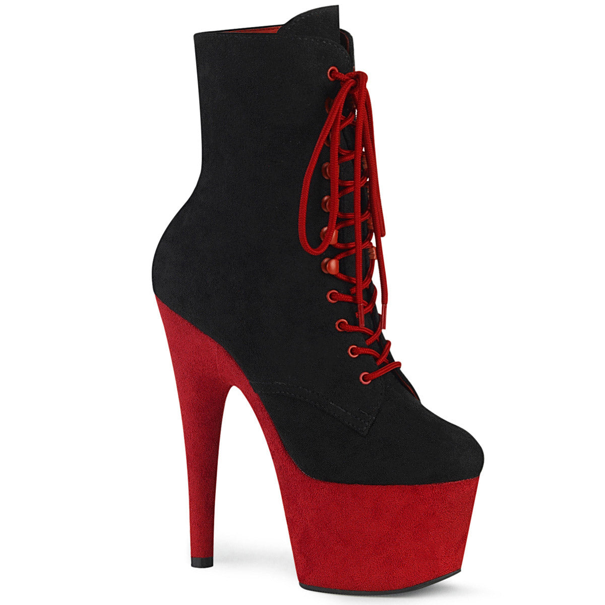 7" Heel, 2 3/4" Pf Two Tone Lace-up Ankle Boot, Side Zip Pleaser Pleaser ADORE/1020FSTT