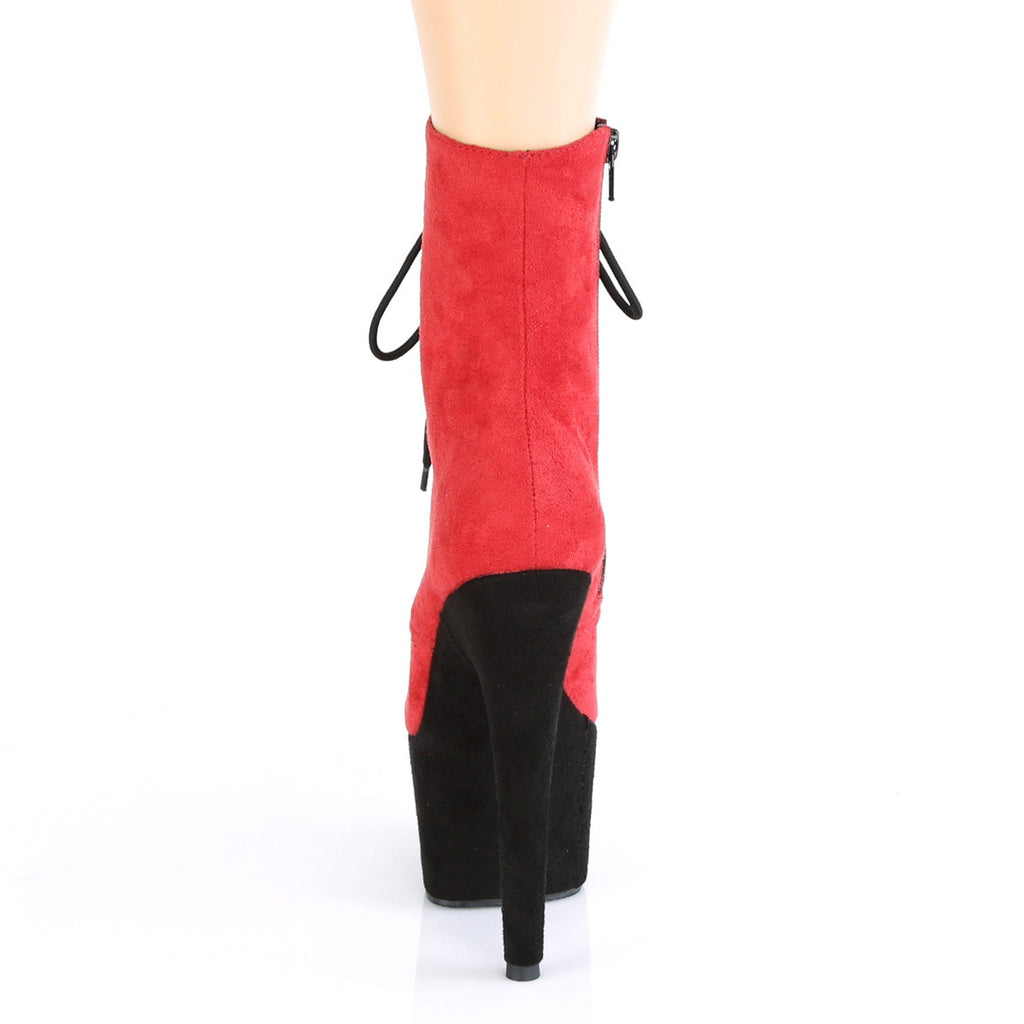 7" Heel, 2 3/4" Pf Two Tone Lace-up Ankle Boot, Side Zip Pleaser Pleaser ADORE/1020FSTT