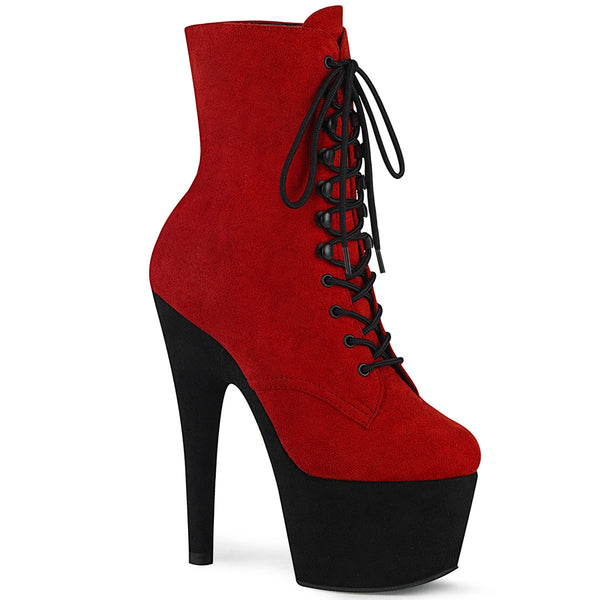 7" Heel, 2 3/4" Pf Two Tone Lace-up Ankle Boot, Side Zip Pleaser Pleaser ADORE/1020FSTT