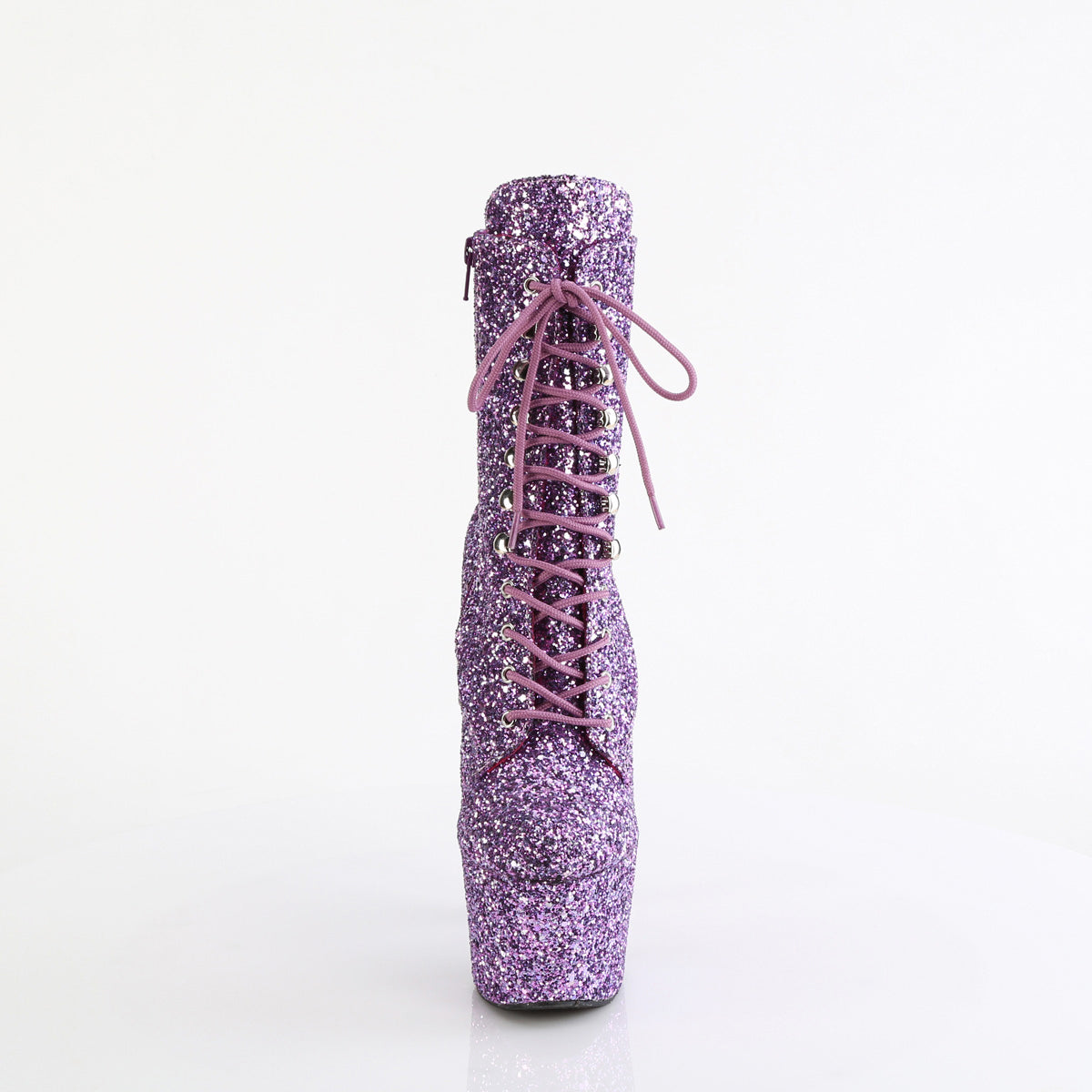 7" Heel, 2 3/4" Pf Lace-Up Glitter Ankle Boot, Side Zip Pleaser Pleaser ADORE/1020GWR
