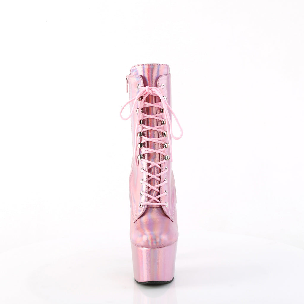 7" Heel, 2 3/4" Pf Lace-Up Front Ankle Boot, Side Zip Pleaser Pleaser ADORE/1020HG